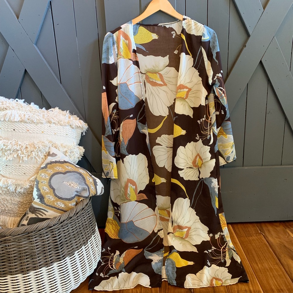 Darling Long Floral Maxi Kimono Duster Jacket Top - Picture 5 of 6